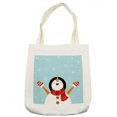 thumbnail image 1 of Christmas Tote Bag, Happy Smiling Snowman Ornate Snowflakes Cheering Joyful Graphic Character, Cloth Linen Reusable Bag for Shopping Books Beach and More, 16.5" X 14", Cream, by Ambesonne, 1 of 2