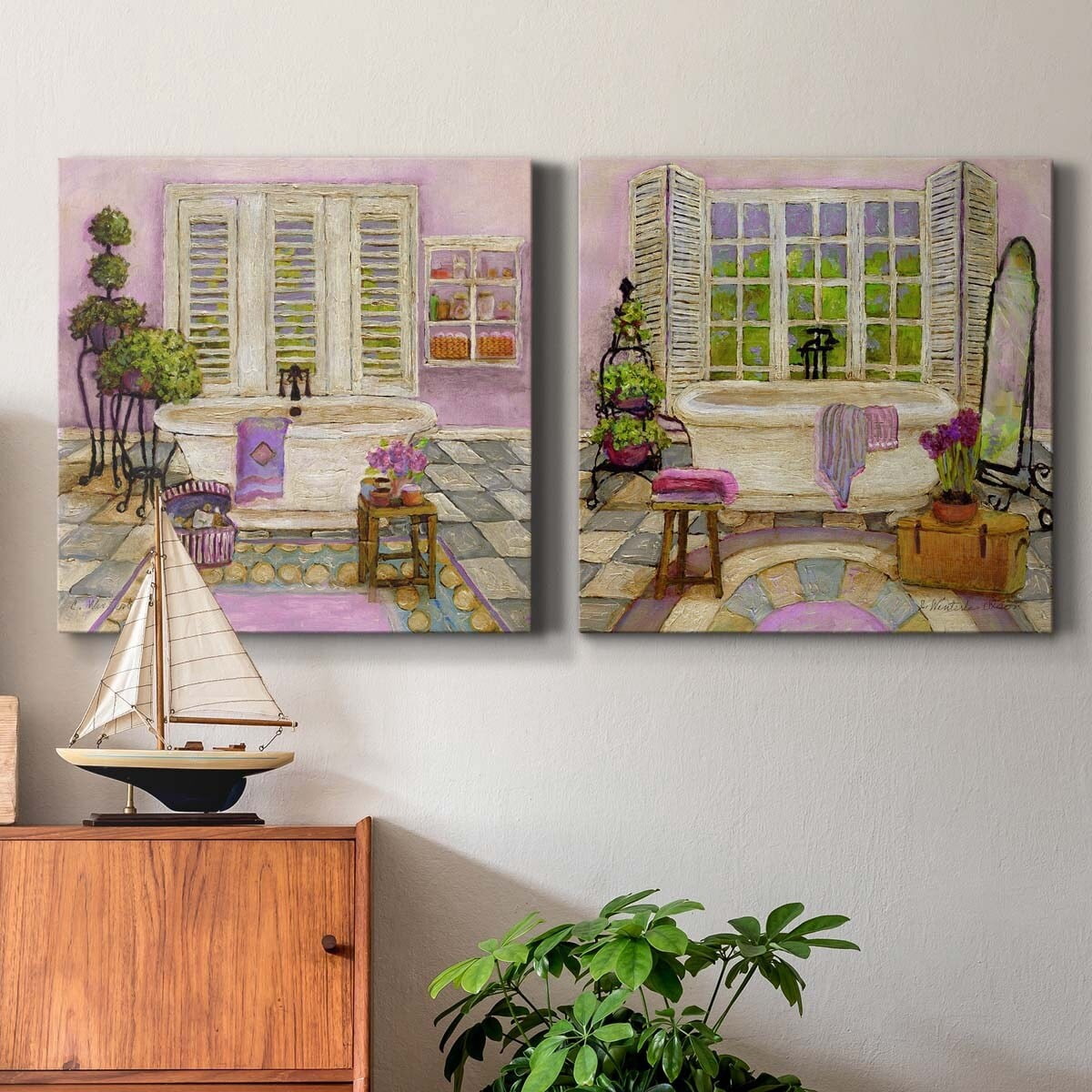 Simple Nature III - Premium Gallery Wrapped Canvas - Ready to Hang Set of 2 - 10 x 10 Each