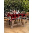 thumbnail image 2 of Outdoor Tablecloth with Umbrella Hole and Zipper, Christmas Rectangle Table Cloth 54x80 Inch Waterproof Tablecloth, Pine Cones Botanical Xmas Red Black Plaid Picnic Table Cover for Patio Camping, 2 of 7