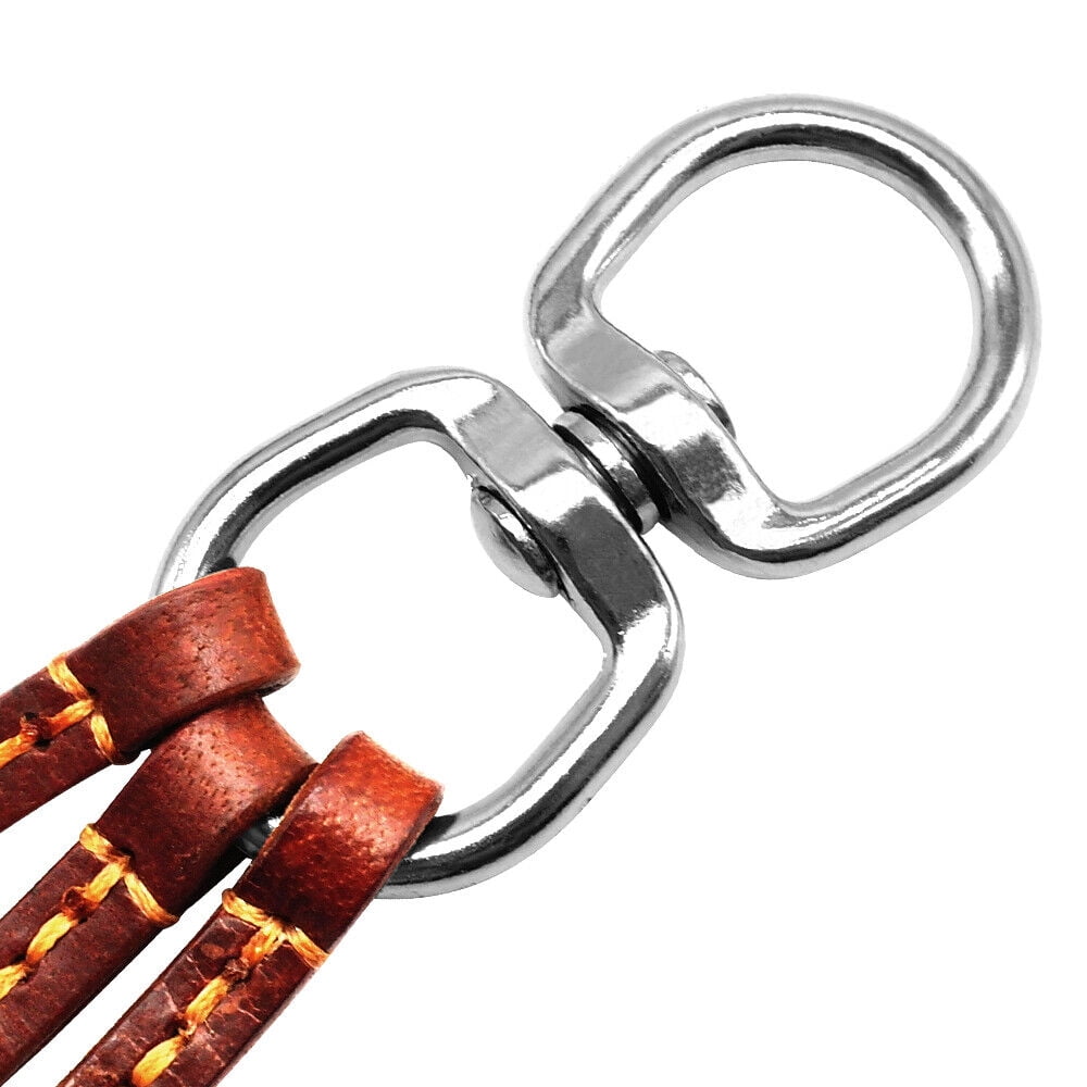 Pet Artist Genuine Leather Triple Dog Leash Couple 3 Way Pet Walking Leashes Brown for 3 Dogs