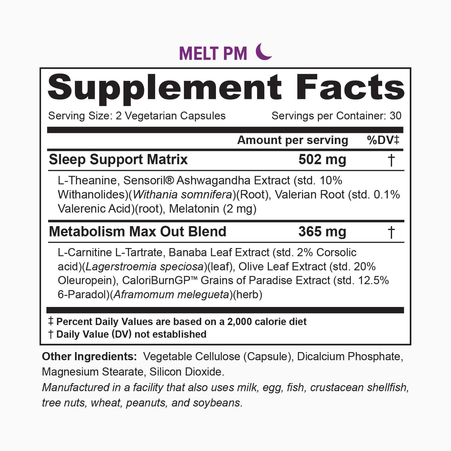 Vitauthority Weight Loss Focused MELT PM Nighttime Sleep Aid Dietary Supplement, 60 Capsules