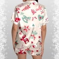 thumbnail image 4 of Two Piece Sets for Women – Relaxing Lounge Sets with Long Sleeves for Chill Days Ladies' Casual And Fashionable Snowman Santa Star Christmas Print Silk Satin Short Sleeved Button Pajamas Set, 4 of 5