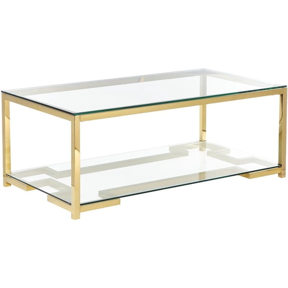 Pangea Home Nina Metal Coffee Table in Polished Gold