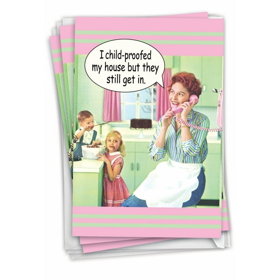 NobleWorks Pack of 3 Funny Mother's Day Greeting Cards with Envelopes (1 Design, 3 Each) Child Proof Ephemera Mothers Day C0102MDG-C3x1