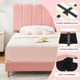 thumbnail image 5 of Twin Bed Frame with Headboard, Velvet Upholstered Twin Platform Bed Frame for Girls, Strong Wooden Slats Support, Noise-Free, Easy Assembly (Pink), 5 of 6