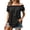Black, variant on Polka Dot Off Shoulder Top for Women, Ruffle Short Sleeve Blouse with Spaghetti Straps - Loose Fit Summer Tunic Shirt Yellow M