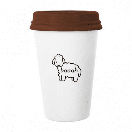 

Bleating Lovely Sheep Goat Mug Coffee Drinking Glass Pottery Cerac Cup Lid