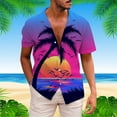 thumbnail image 2 of Rovga Mens T-Shirts Coconut Tree Prints Summer Hawaii Short Sleeve Shirts Tops Red Streetwear,Size:Xl, 2 of 5