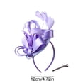 thumbnail image 3 of Qiopertar Vintage Fascinator Hat, Flower Mesh Ribbon Feather Headband Clip, Tea Party Bridal Hair Accessories for Women Girls, Purple, 3 of 6