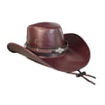 thumbnail image 5 of Faux Leather Cowboy Hat for Men Versatile Sun Protection Hat with Chin Strap Red, 5 of 9