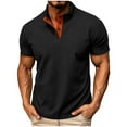 thumbnail image 6 of HomeDM Henley Shirts for Men, Classic Button Collar Basic Solid Color Short Sleeve T-Shirt, S-5XL, 6 of 9