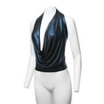 thumbnail image 5 of A2Y Women's Sexy Drape Front Deep V-Neck Cowl Neckline Halter Backless Party Club Top Foil Royal L, 5 of 6