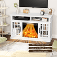thumbnail image 4 of LIGHTINN 48" Media Console TV Stands with Electric Fireplace, TV Stand for up to 55" TVs with Fireplace, Remote Control, 3D Realistic Flame Effect, 4 of 9