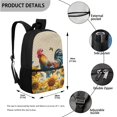 thumbnail image 4 of KUIFORTI Rooster Sunflower Print Kids Backpack Combo Set 3Pcs, Lightweight Boys Girls Teens Preppy Schoolbag Set with Lunch Bag Pen Case Stationery Organizer for School, 4 of 7