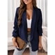 thumbnail image 3 of Chaqueta tipo blazer PRETTYGARDEN para mujer, de otoño, con la parte delantera abierta, azul oscuro, 3 of 6