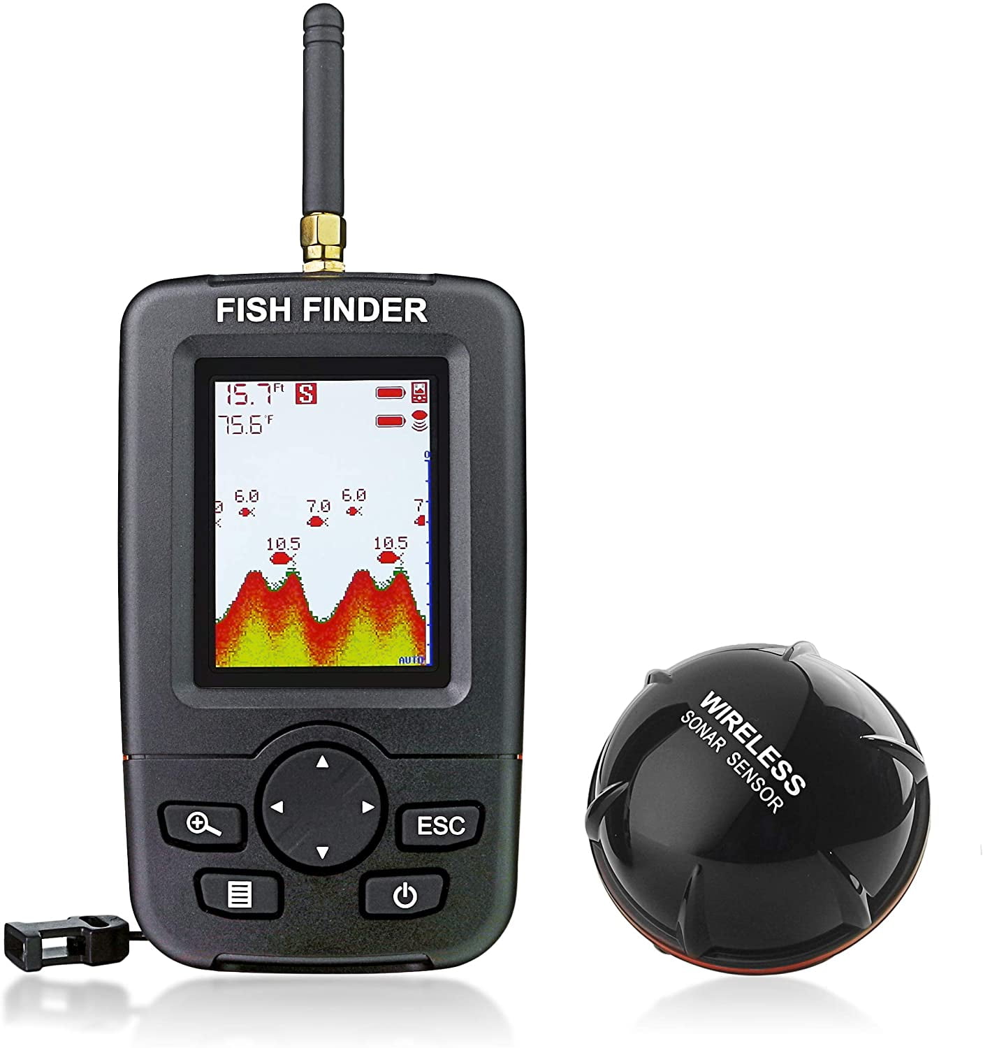 Venterior Portable Fish Finder Wireless Sonar Sensor Fishfinder Depth Locator 