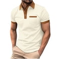 thumbnail image 1 of Birdeem Chemises pour Hommes T-Shirt Décontracté Couleur Unie Col Rabattu Manches Courtes Hauts Blouse, 1 of 10