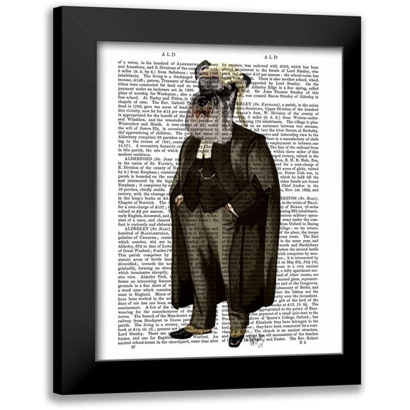 Fab Funky 12x14 Black Modern Framed Museum Art Print Titled - Schnauzer Lawyer