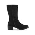 thumbnail image 3 of BLISSFUL STEP Women's Buckle Zipper Block Heel Combat Boots Black 7, 3 of 7