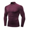 thumbnail image 4 of VSSSJ Mens Muscle Shirt Lightweight Workout Fitness Slim Fit Long Sleeve Stand Collar Breathable Running Training Gym Athletic Tops Wine M, 4 of 4
