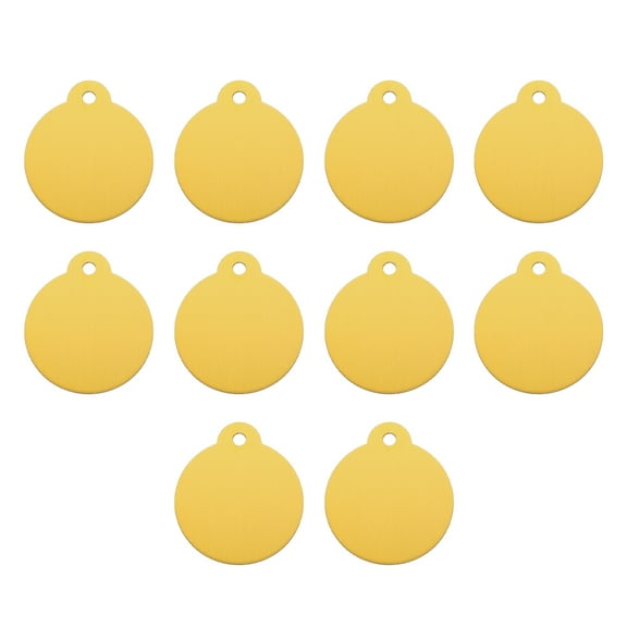 Round Laser Engraving Blanks Tags, Stamping Blank Tag Dog ID Tag, Yellow Blank Tag for Pet, Craft Tag, 10pcs