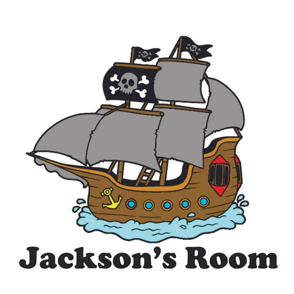 Sailing Pirate Ship Personalized Name Custom Names Pirate Ship Wall Decals - Boys Room Pirates Ships Kids Decor Sticker Room Decoration for Bedrooms - Stickers Sticker Boy Designs Size (30x30 inch)