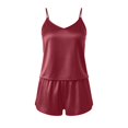 thumbnail image 4 of Zedker Women's Satin Women Pajamas Set Cami Top & Shorts Pjs | 2 Piece Silk Nightwear Soft Camisole Sleepwear for Home, Daily Wear, Wedding, Party, Date Nights Red L, 4 of 9