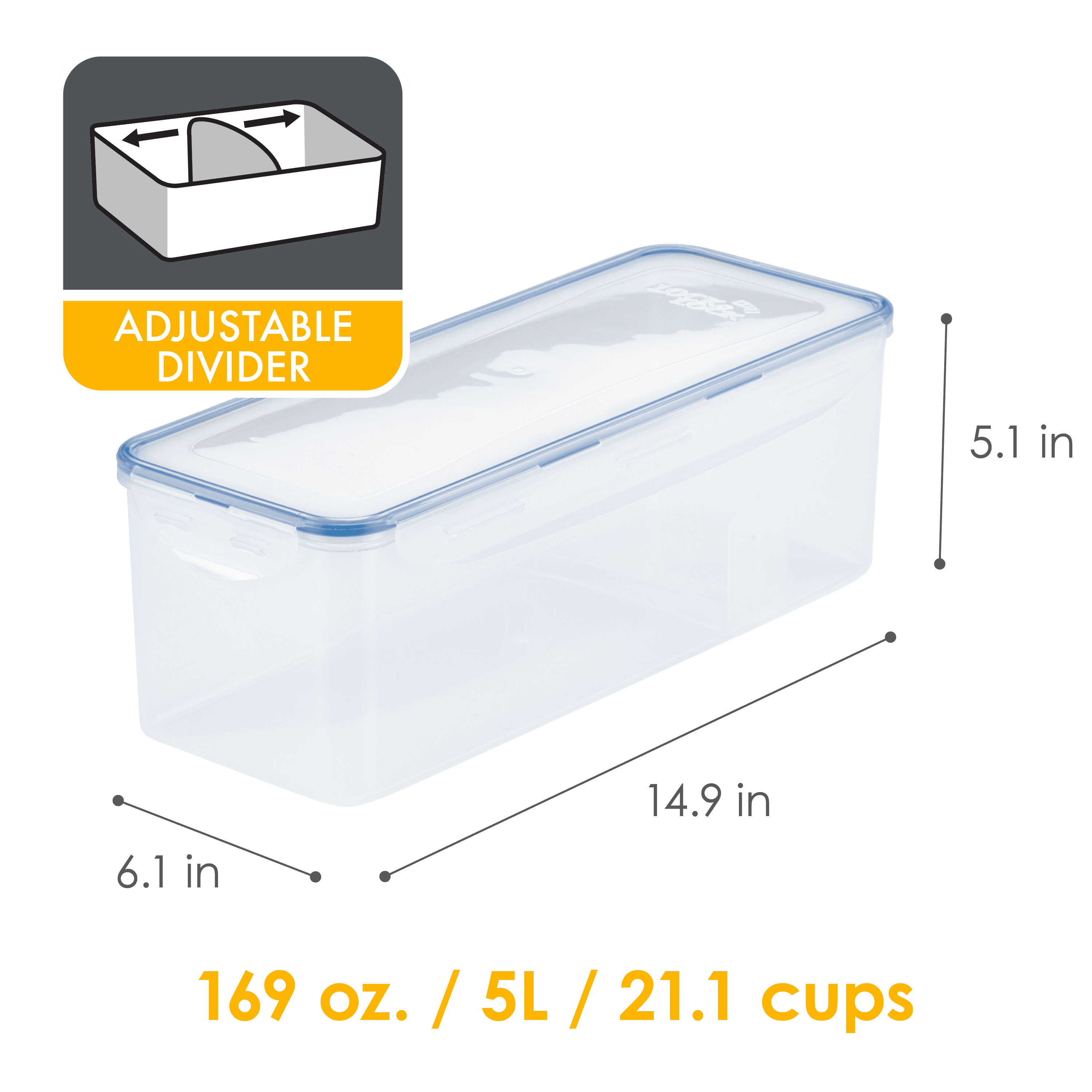 Easy Essentials Food Storage lids/Airtight containers, BPA Free, Bread  Box-21.1 Cup, Clear