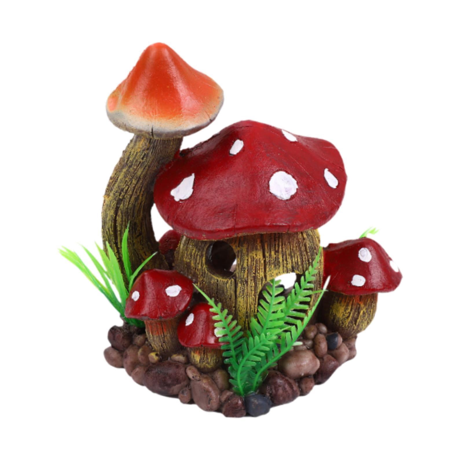 Serenable Aquarium Mushroom House,Mushroom Cottage Ornament,Fairy Garden Decorations, Tank Decoration Hideout for Shrimp Reptiles