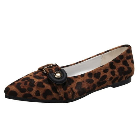 

Dyfzdhu Leopard Print Ladies Casual Shoes Women Shoes Single Shoes Pointed Toe Work Shoes