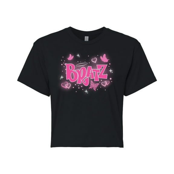 Bratz - Y2K Logo - Butterflies - Juniors Cropped Cotton Blend T-Shirt