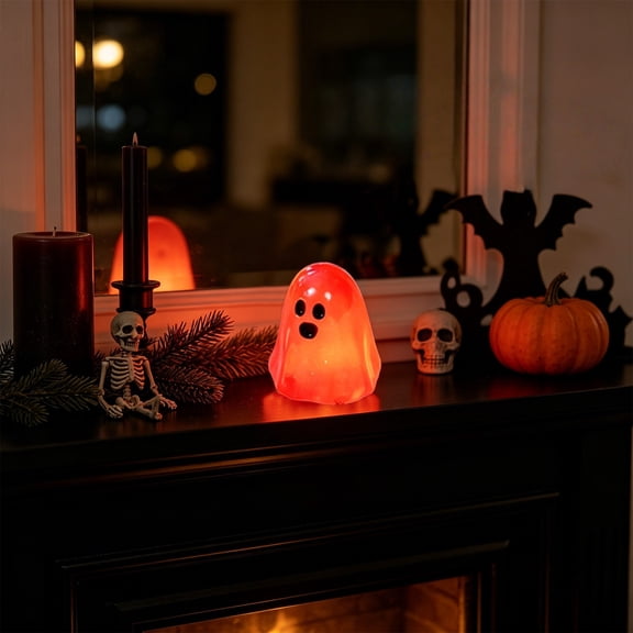CQCYDMini Glow in The Dark Ghost Figurines, 3 Pack 2 Inch Tall Halloween Decorations, Resin Ghost Statue for Shelf Table Mantel Spooky Party Favors