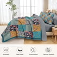 thumbnail image 5 of Quilt Set  Size, Rustic Patchwork  3 count Soft Bed Cover Bedding Set,  Turquoise Lightweight Bedspread Coverlet with 2 Pillow Shams for  Season, 5 of 7