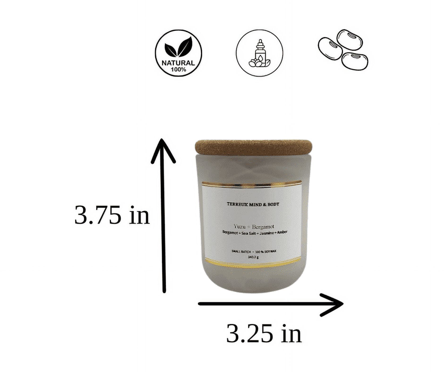 Terreux Mind and Body 10 oz Yuzu Bergamot Scented Container Candle with 48 Hour Burn Time, Two-Wick, Soy Wax