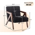 thumbnail image 6 of Leumius Mid Century Modern Accent Chair,Upholstered Reading Armchair with Solid Wood Frame,Accent Chair for Living Room Bedroom Apartment, Easy Assembly,Black, 6 of 14