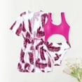 thumbnail image 2 of Wuxian Kids Swimsuits Floral Feather Prints Tank Top Briefs Bikini Sets With Long Sleeve Cover Up Shirts Beachwear Pool Beach Travel Swimwaer Holiday,Hot Pink,13 Years, 2 of 6