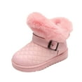 thumbnail image 3 of Comfy Girls' Fuzzy Ankle Boots Slip-On Soft Boots with Flat Sole Fleece Lined Faux Fur Comfy Winter Footwear Winter Fashion Footwear For Little And Big Girls, 3 of 9