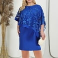 thumbnail image 5 of Feancey Women's Plus Size Cape Dress Embroidery Lace Midi Dresses Elegant Mother off The Bride Dress for Women Cocktail Semi Formal Dresses Sale off The Day Blue L, 5 of 10