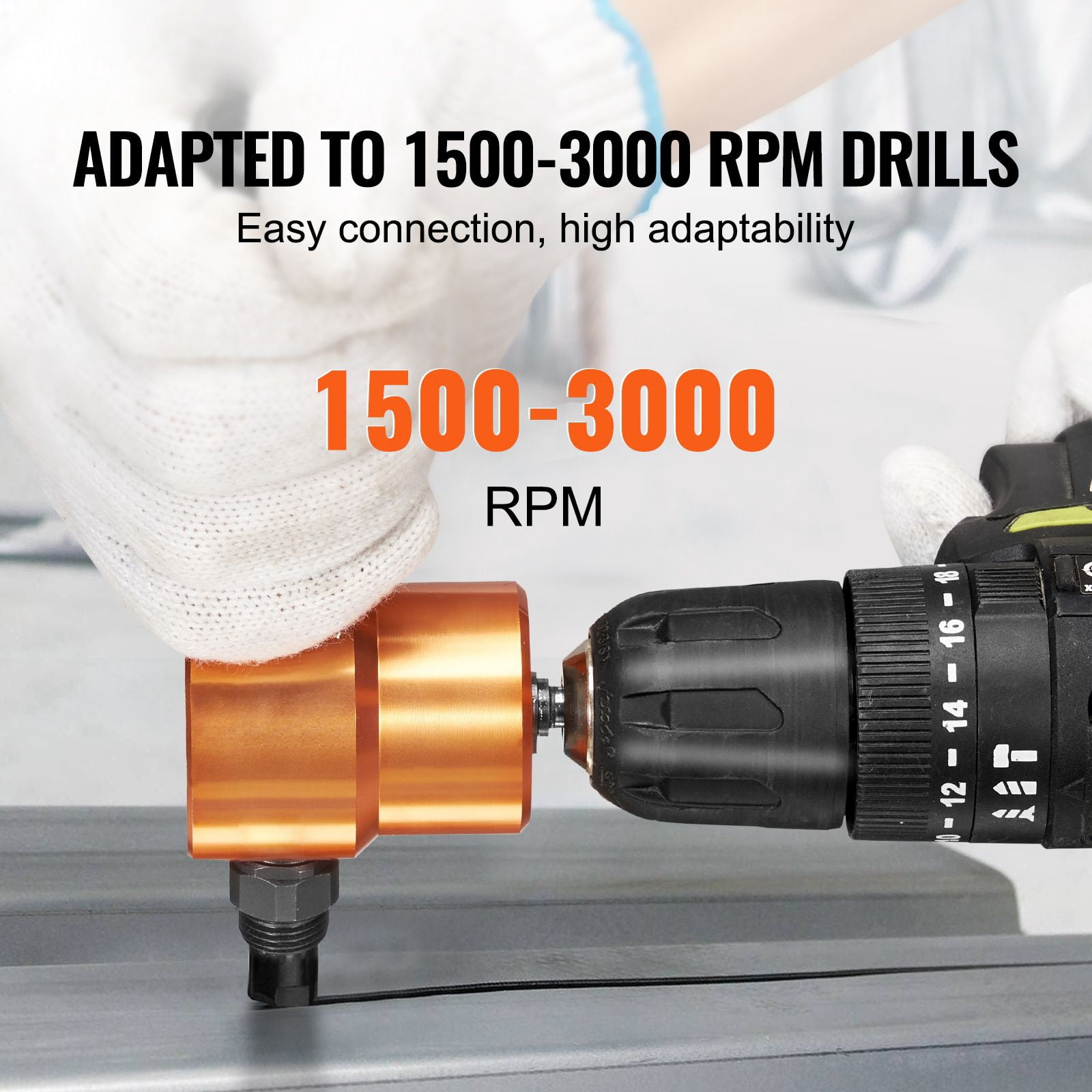 Double Head Sheet Metal Nibbler Drill Attachment, 360° Rotating Cutting Head, Step Drill Bit, Cuts Steel/Stainless/Copper/Aluminum/Plastic/Wood for Automotive Repair