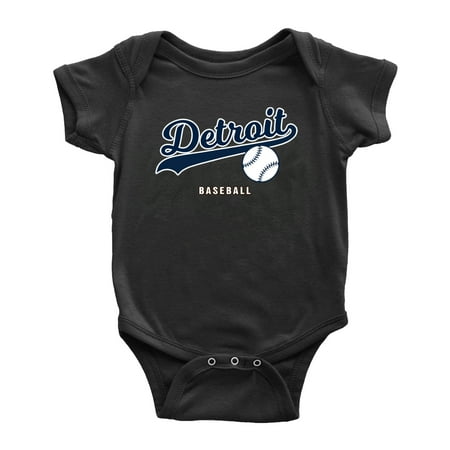 

Cute Detroit Baby Bodysuits Baseball Fan Baby Jersey Clothes for Boys Girls (Black 3-6 Months)
