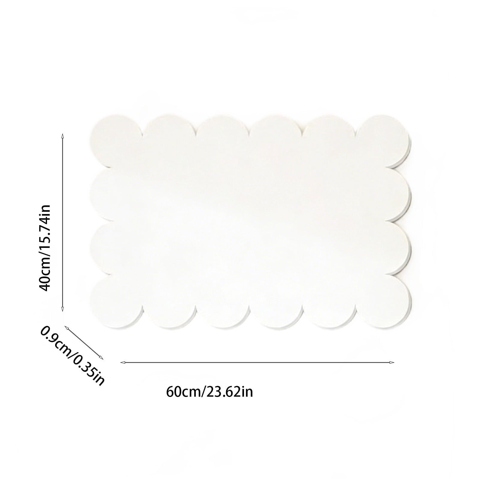 Fabric Bulletin Board, Scalloped Frameless Pin Board with Peel Stick Backing, Damage Free Wall Organizer for Photos Notes Memos Home Office Decor, 23.62x15.74x0.35in