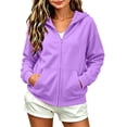 thumbnail image 4 of Atogsazn Childrens Girls Full Zip Hoodies Kids Casual Oversized Long Sleeve Hooded Sweatshirt Fall Winter Tops Clothes Purple 7-8 Years Fashion, 4 of 5