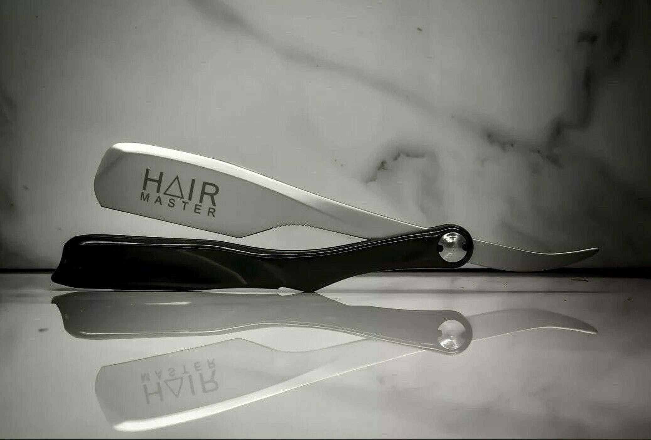 Hair Master Straight Polished Exposed Shaving Barber Razor Black