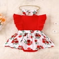 thumbnail image 3 of Bébé Filles Robe Romper Mouche Manches Floral Romper + Bandeau Noeud, 3 of 9