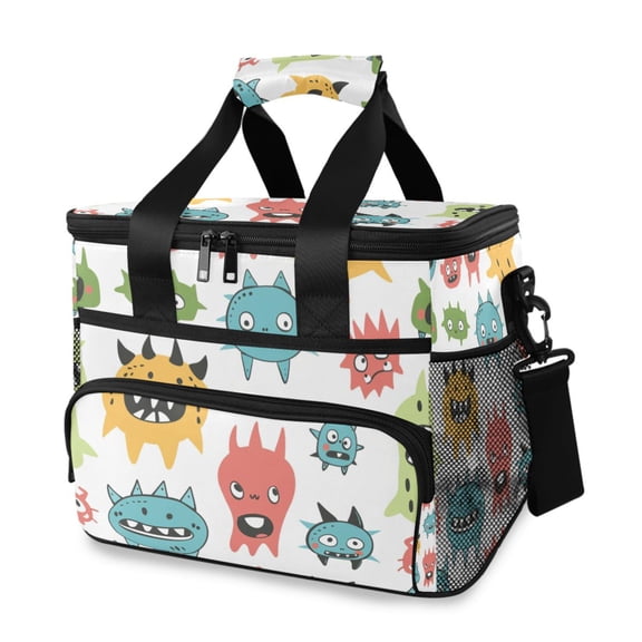 Monsters Cartoon Doodle Portable Cooler Lunch Box Reusable Insulated Lunch Bag Leakproof 15L