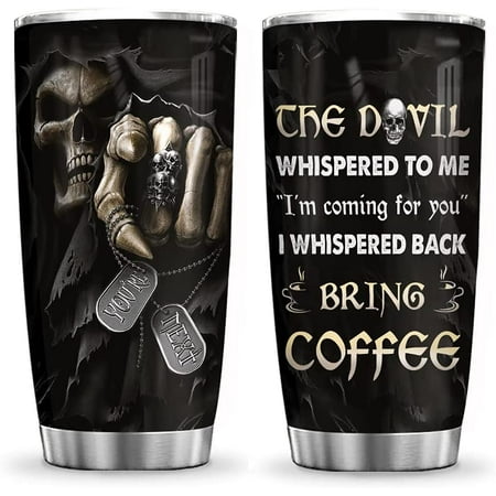 

20oz Birthday Gifts for Men Dad Son Husband Unique Gifts for Men Cool Funny Gifts for Men Skull Devil Bring Coffee Tumbler Cup with Lid Double Wall Vacuum Insulated Travel Coffee Mug