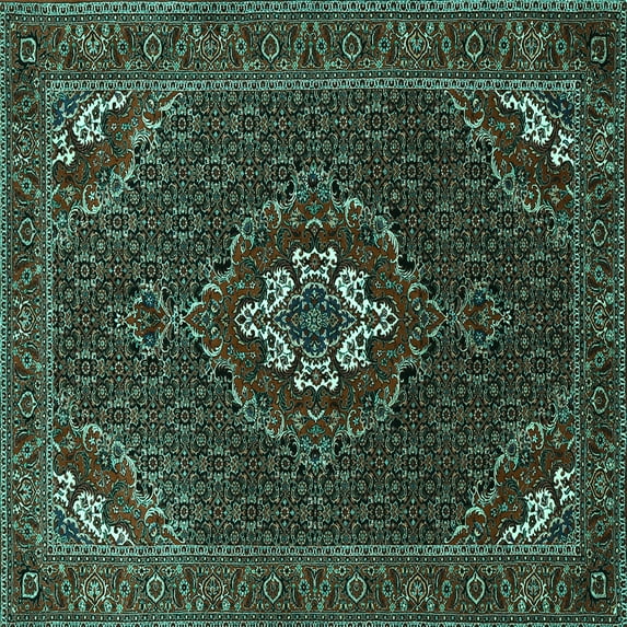 Ahgly Company Indoor Square Persian Turquoise Blue Traditional Area Rugs, 4' Square
