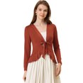 thumbnail image 2 of Cardigan de Punto Allegra K dobladillo Rizado Rojo marrón L, 2 of 5