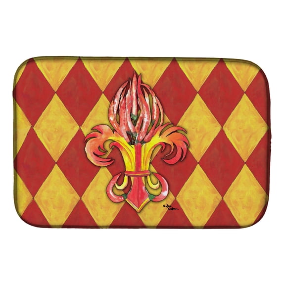 Caroline's Treasures Peppers Fleur de lis Dish Drying Mat