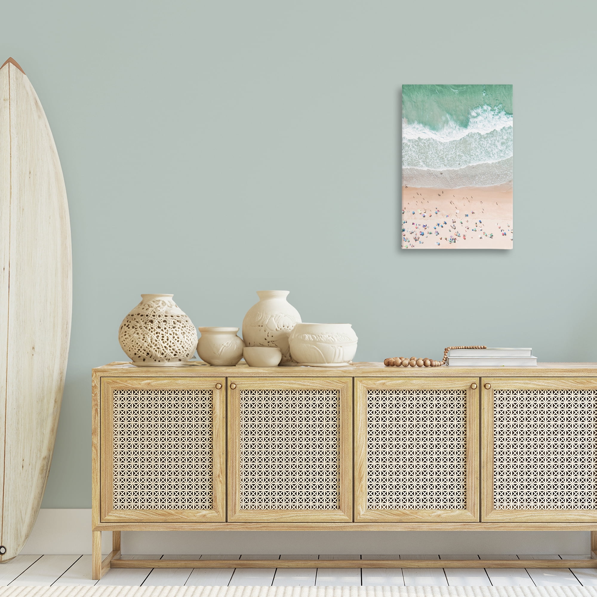 Stupell Industries Aerial Summer Beach Nautical & Beach Painting Wrapped Canvas Art Print Wall Art, 20 x 30